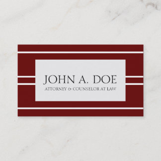 Attorney Lawyer Law Firm Dark Cherry White Stripes Business Card