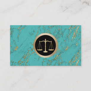 Attorney Lawyer Trendy Gold Turquoise Marble Business Card