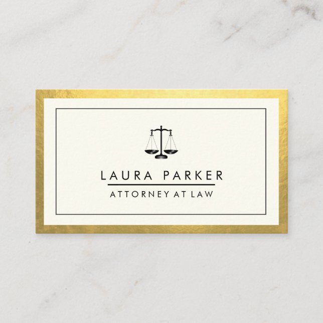 Attorney Legal Lawyer Gold Scale Professional  Business Card (Front)