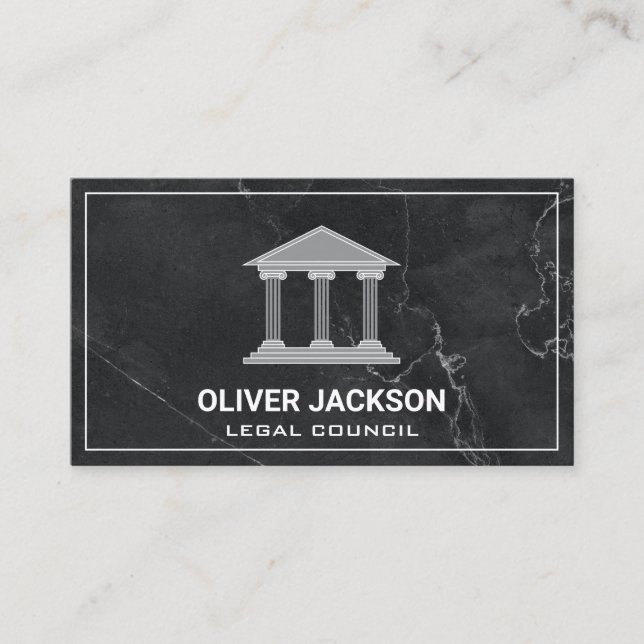 Attorney | Marble | Roman Pillar Building Logo Business Card (Front)