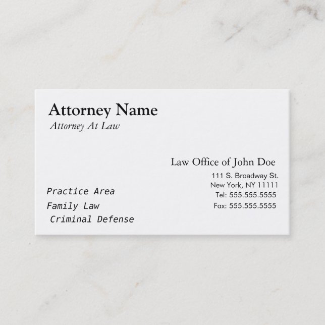 Attorney Modern - Simple, Clean, Elegant Business Card (Front)