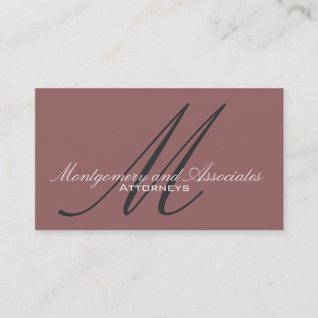 Attorney Monogram Customizable Business Card (Front)