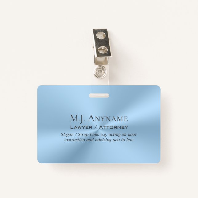 Attorney / Paralegal luxury ice blue with slogan Badge (Front with Clip)