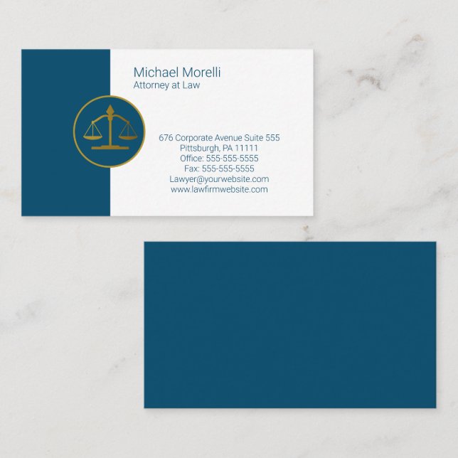 Attorney Professional Blue | White Business Card (Front/Back)