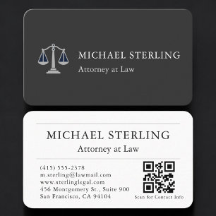 Attorney QR Code Black Silver Professional Business Card