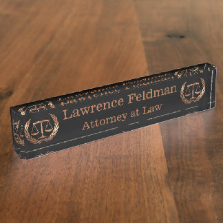 Attorney Scales of Justice Bronze Name Plate