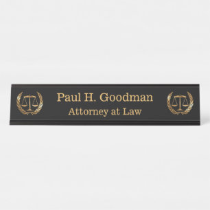 Attorney Scales of Justice Desk Name Plate
