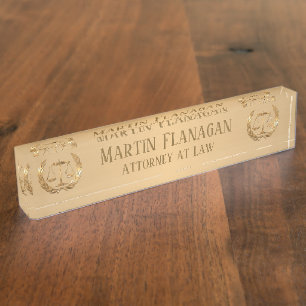 Attorney Scales of Justice Gold Nameplate