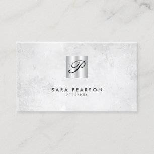 Attorney Silver Script Monogram Business Card