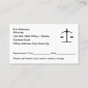 Attorney Simple Business Appointment Cards