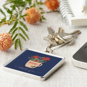 Attorney Thank You at Christmas Poinsettias Keychain