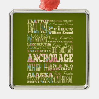 Attractions & Famous Places of Anchorage, Alaska. Metal Ornament