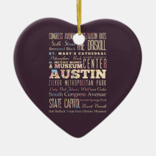 Attractions & Famous Places of Austin, Texas. Ceramic Ornament
