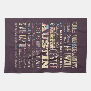 Attractions & Famous Places of Austin, Texas. Kitchen Towel