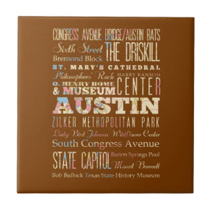 Attractions & Famous Places of Austin, Texas. Tile