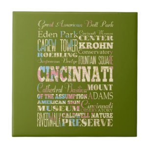 Attractions & Famous Places of Cincinnati, Ohio. Tile