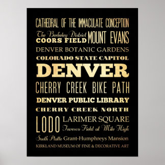 Attractions & Famous Places of Denver, Colorado Poster