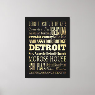 Attractions & Famous Places of Detroit, Michigan Canvas Print