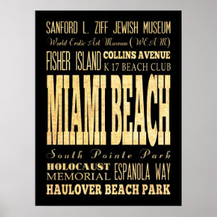 Attractions & Famous Places of Miami Beach,Florida Poster