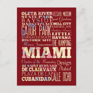Attractions & Famous Places of Miami, Florida. Postcard