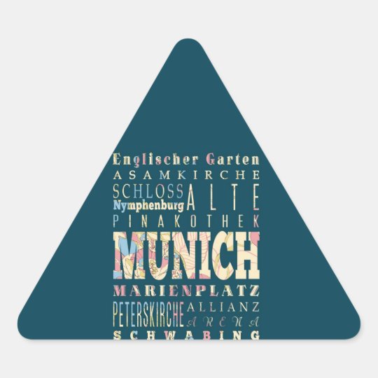Attractions & Famous Places of Munich,Germany. Triangle Sticker