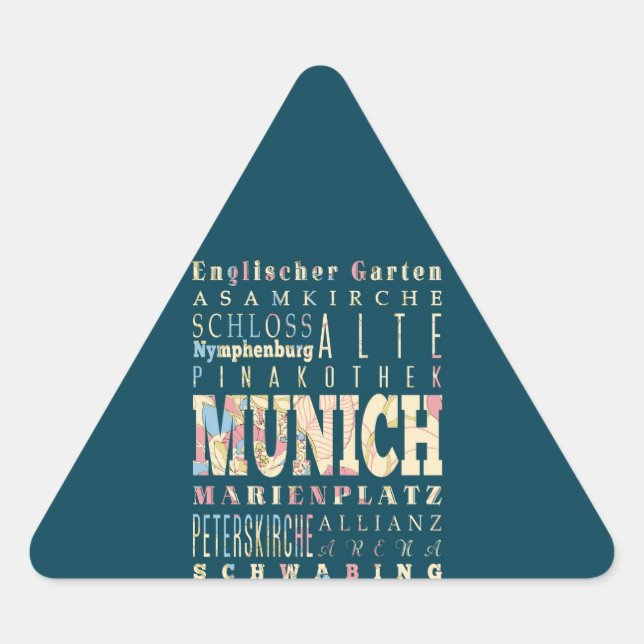 Attractions & Famous Places of Munich,Germany. Triangle Sticker (Front)