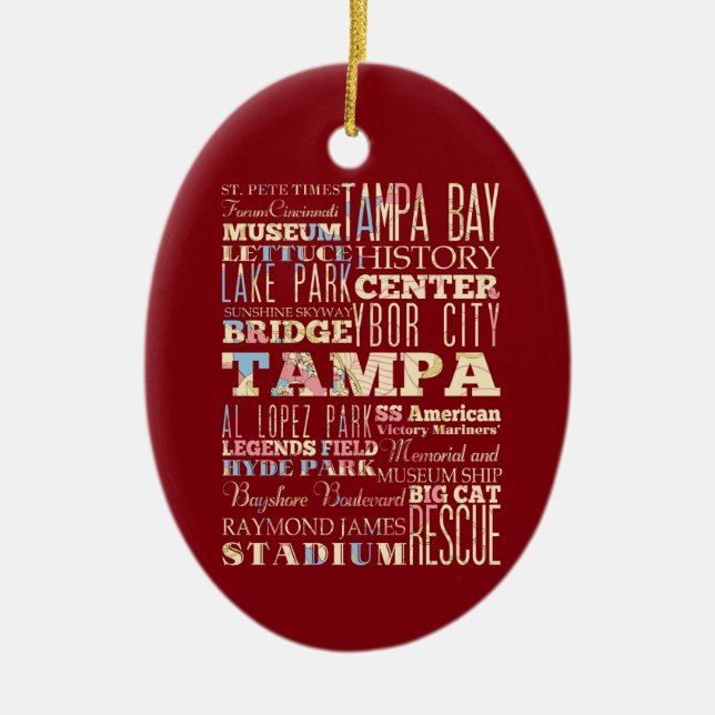 Attractions & Famous Places of Tampa, Florida. Ceramic Ornament (Front)