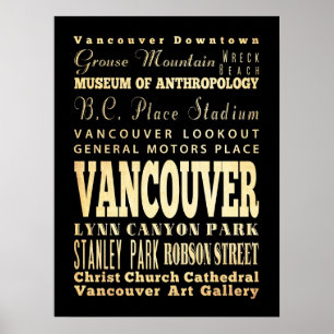 Attractions & Famous Places of Vancouver, BC Poster