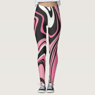 Attractive agate marble l Pink and black Exercise Leggings