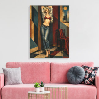 Attractive Beauty In Blue Jeans Canvas Print