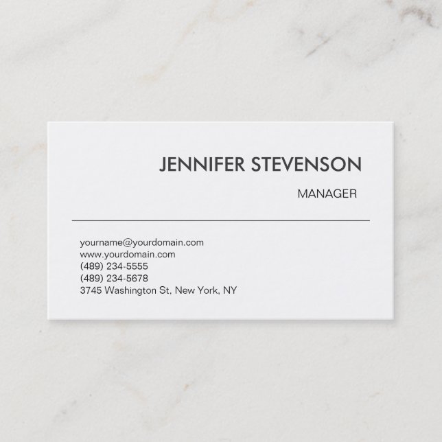 Attractive Black White Manager Business Card (Front)