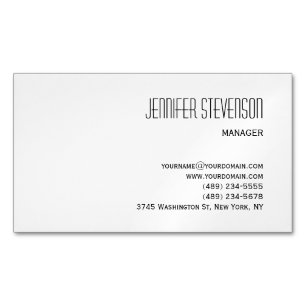 Attractive Black White Modern Minimalist Plain Magnetic Business Card