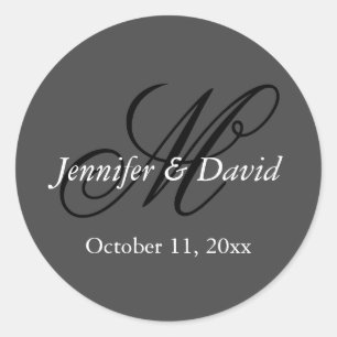 Attractive Calligraphy Monogram Wedding  Classic Round Sticker