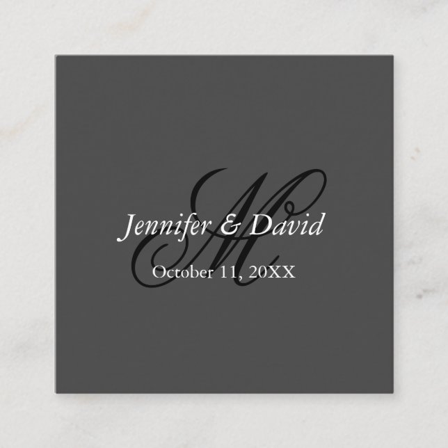 Attractive Calligraphy Monogram Wedding Enclosure Card (Front)