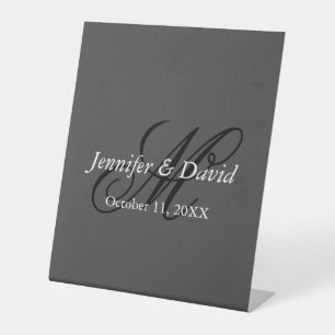 Attractive Calligraphy Monogram Wedding Pedestal Sign