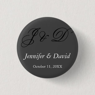 Attractive Calligraphy Script Monogram Wedding 1 Inch Round Button