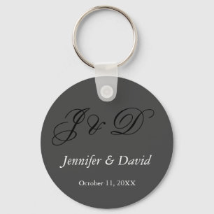 Attractive Calligraphy Script Monogram Wedding Keychain
