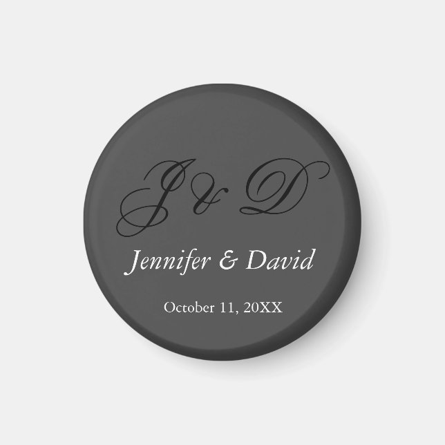 Attractive Calligraphy Script Monogram Wedding Magnet (Front)