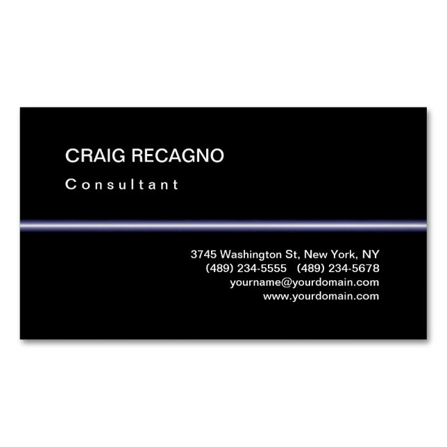 Attractive Charming Black White Blue Business Card (Front)