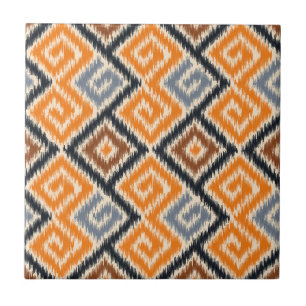 Attractive Colorful ikat Kitchen backsplash Orange Tile