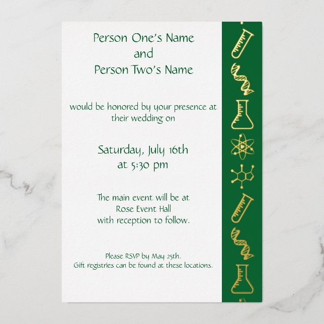 Attractive Forces in Green Foil Invitation (Front)