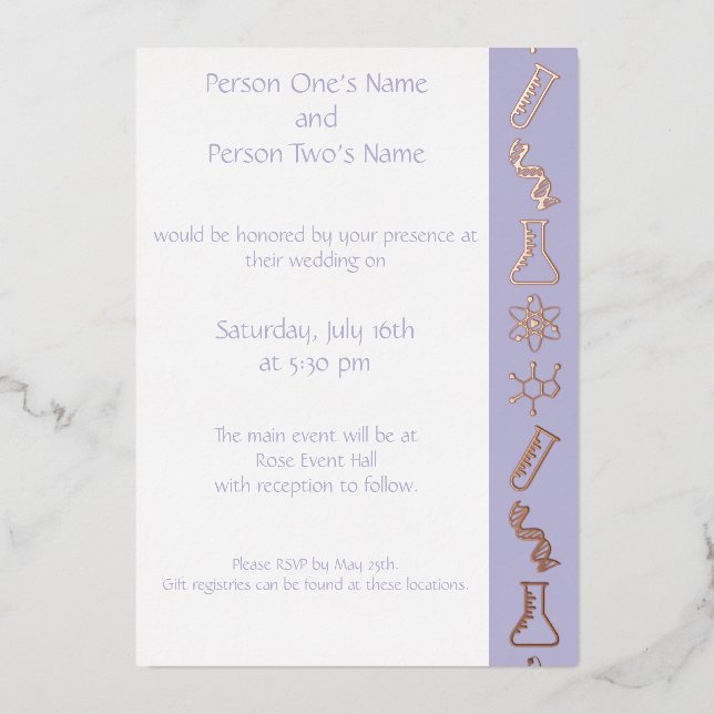 Attractive Forces in Lavender Foil Invitation (Front)