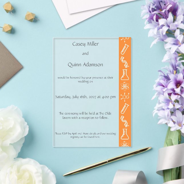 Attractive Forces in Orange Acrylic Wedding  Invitations (Insitu (Wedding))