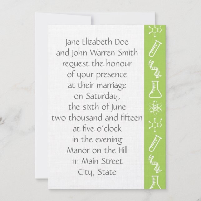 Attractive Forces in Peridot Wedding Invitation (Front)