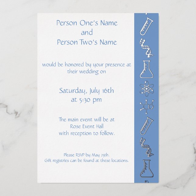 Attractive Forces in Periwinkle Foil Invitation (Front)