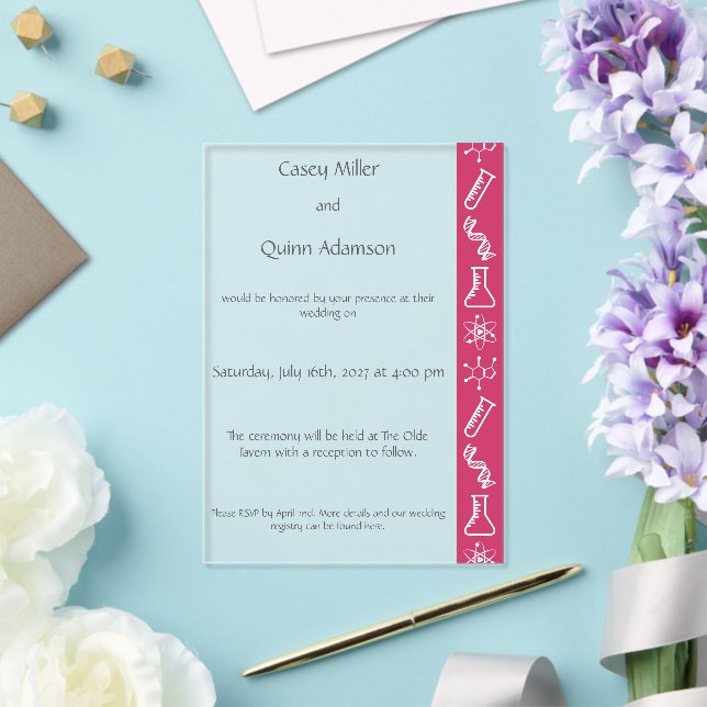 Attractive Forces in Raspberry Acrylic Wedding  Invitations (Insitu (Wedding))