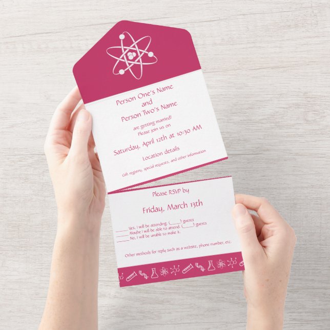 Attractive Forces in Raspberry All In One Invitation (Tearaway)
