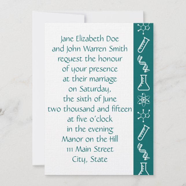 Attractive Forces in Teal Wedding Invitation (Front)