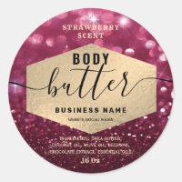 Attractive glittery script body butter label