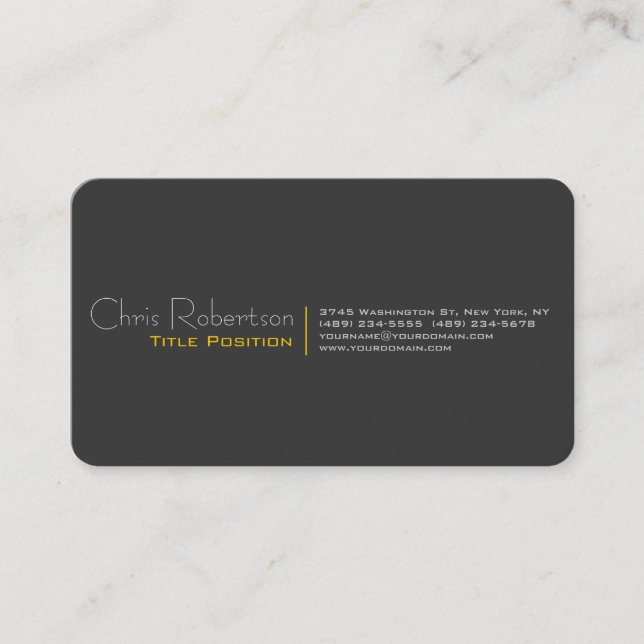 Attractive Grey Yellow Charming Business Card (Front)
